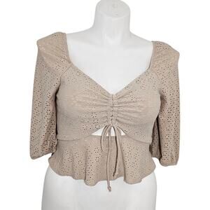 Urban Romantic Sweetheart Neck Beige Top - Size L